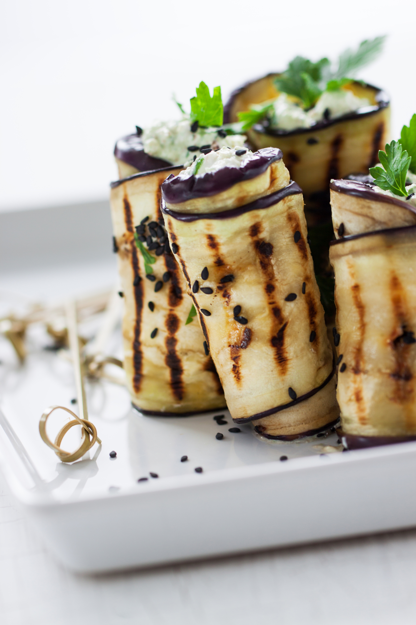 Vegetarian Stuffed Eggplant Rolls