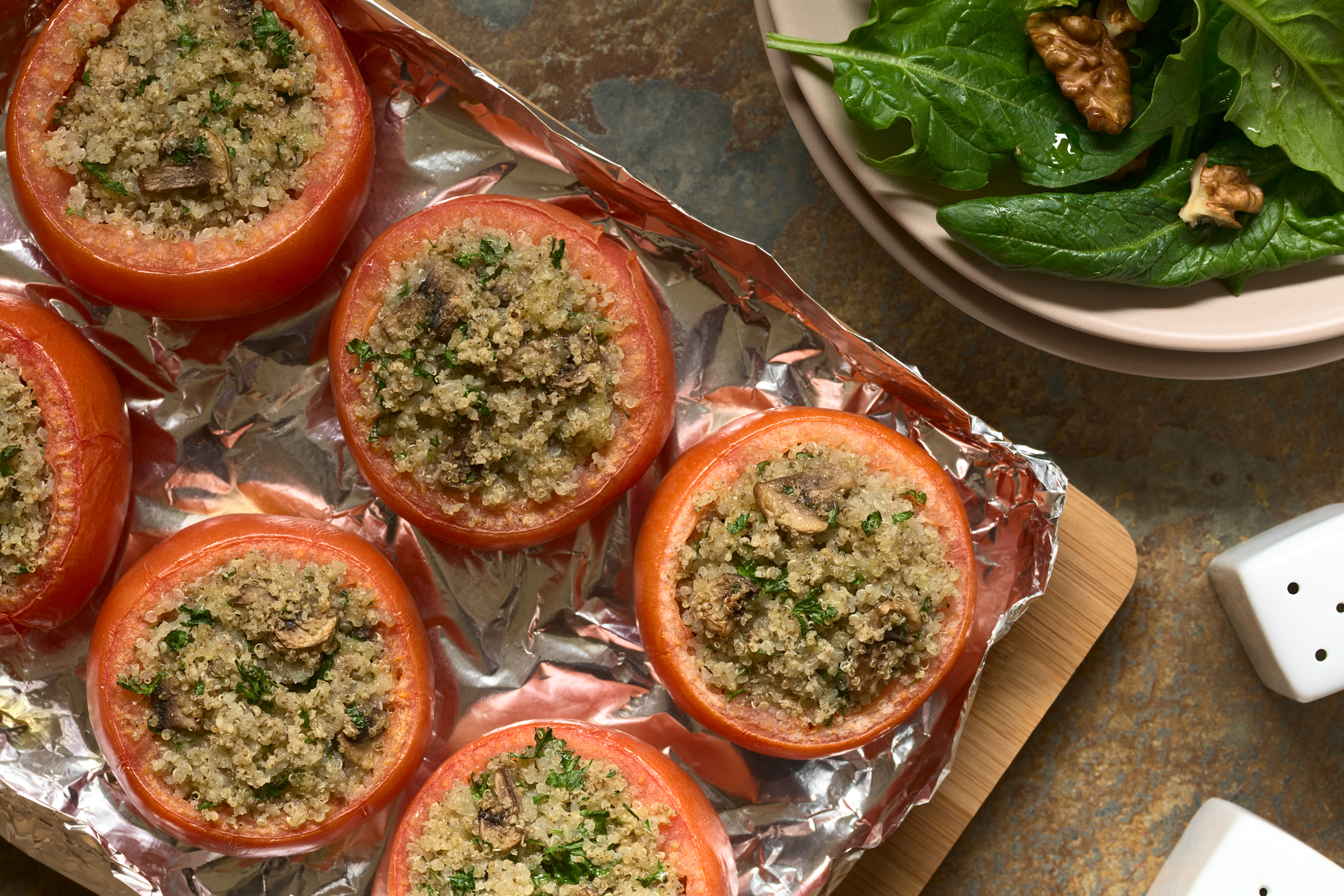 Baked Tomato with Quinoa and Mushroom